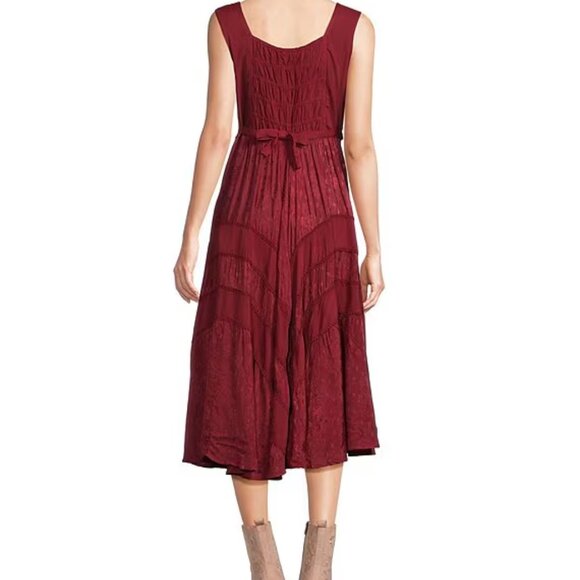 SCULLY Burgandy Lace Front Dress SZ XL - Picture 2 of 6